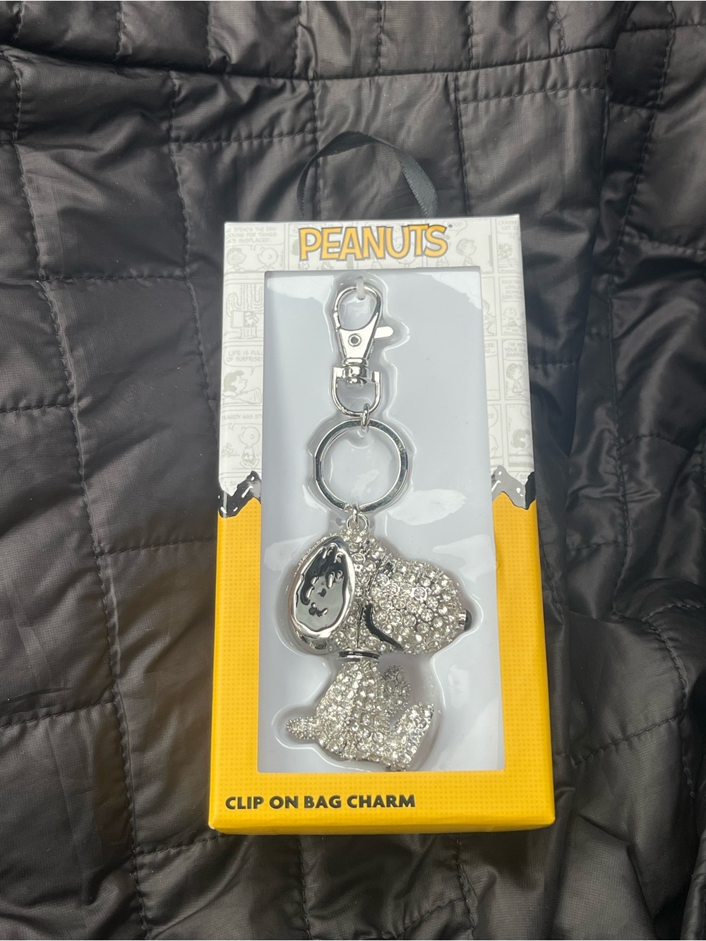 Peanuts Silver and Yellow Snoopy Clip-On Bag Charm New